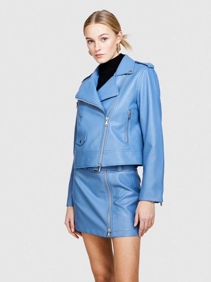 Padded biker jacket - women's jackets - Blue | Sisley image number 4